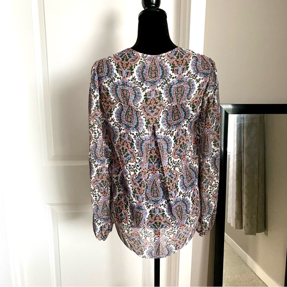 Veronica Beard Lowell Silk Paisley Blouse women’s Size 6 chiffon long sleeve - Picture 4 of 8